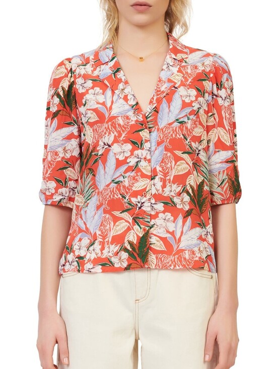 Maje Tops - Maje Tropical Floral Viscose Button-Up Blouse Size 1/S NWOT Parisian Chic